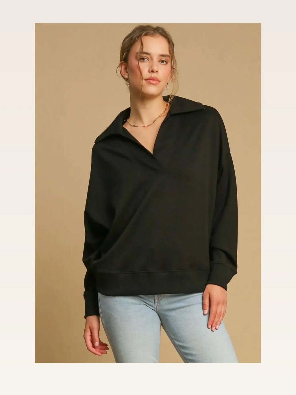 Johnny Collar Dropped Shoulder Sweatshirt