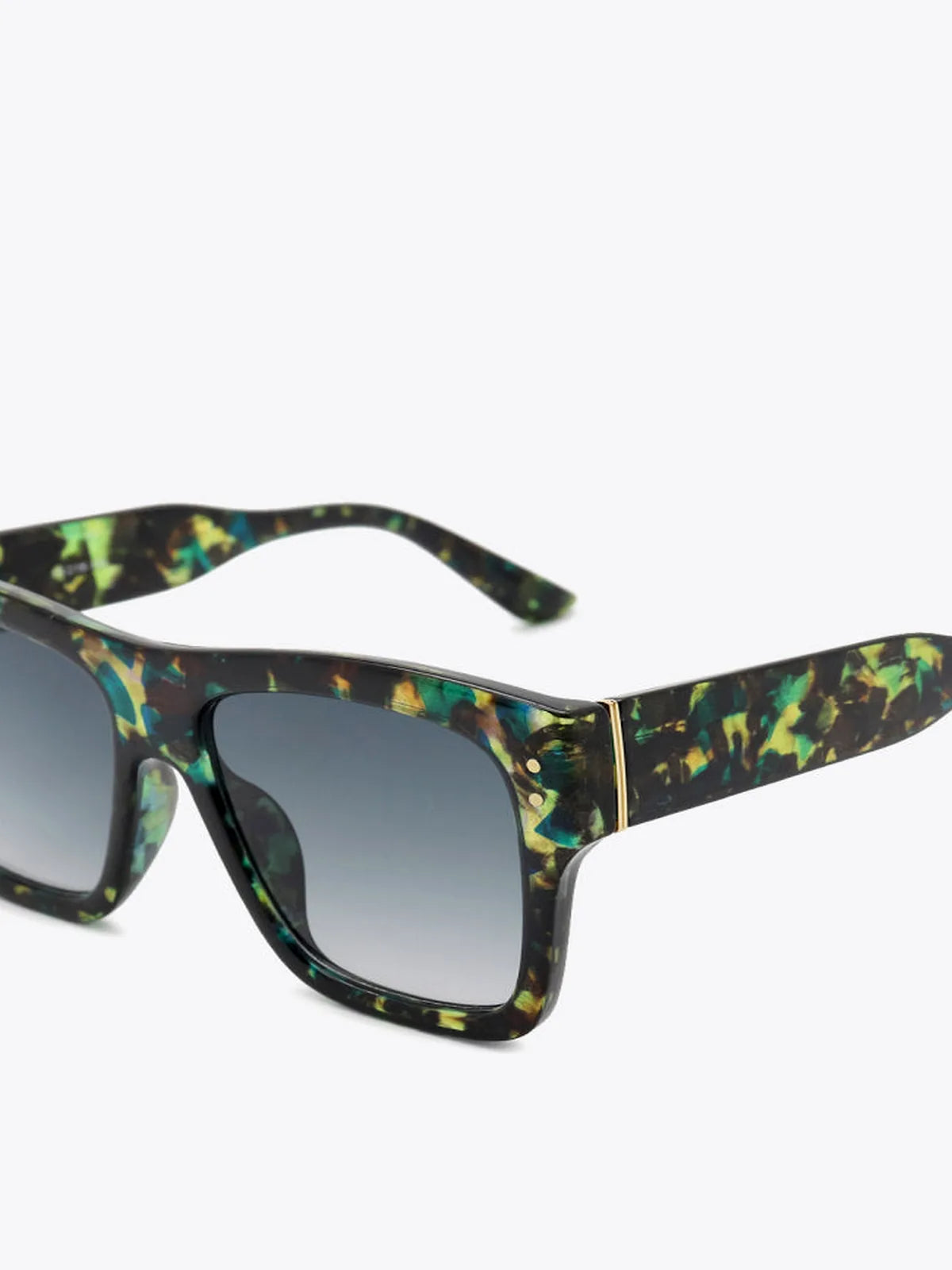 UV400 Patterned Square Sunglasses with Gradient Lenses