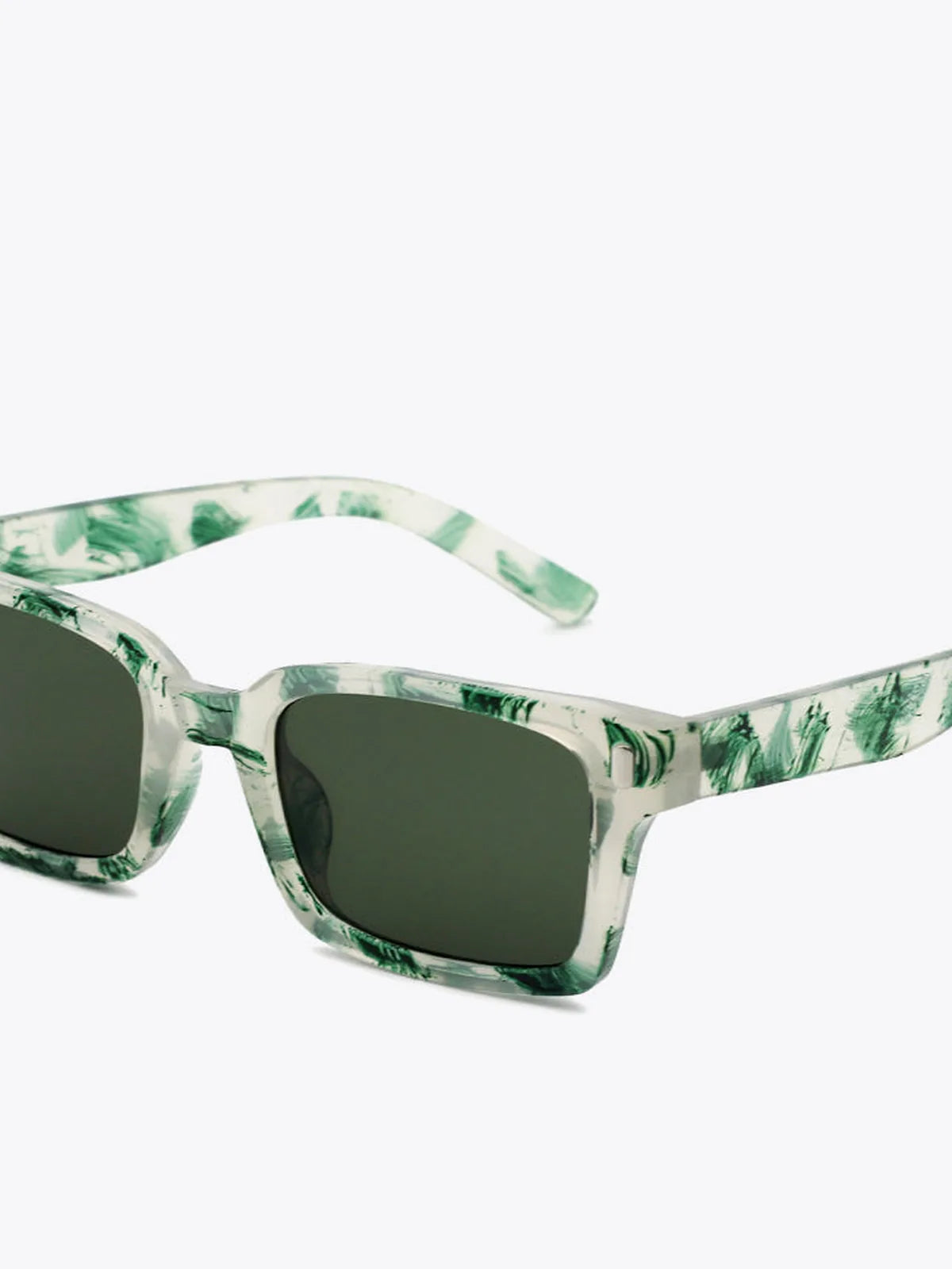 UV400 Polycarbonate Square Sunglasses with Abstract Pattern