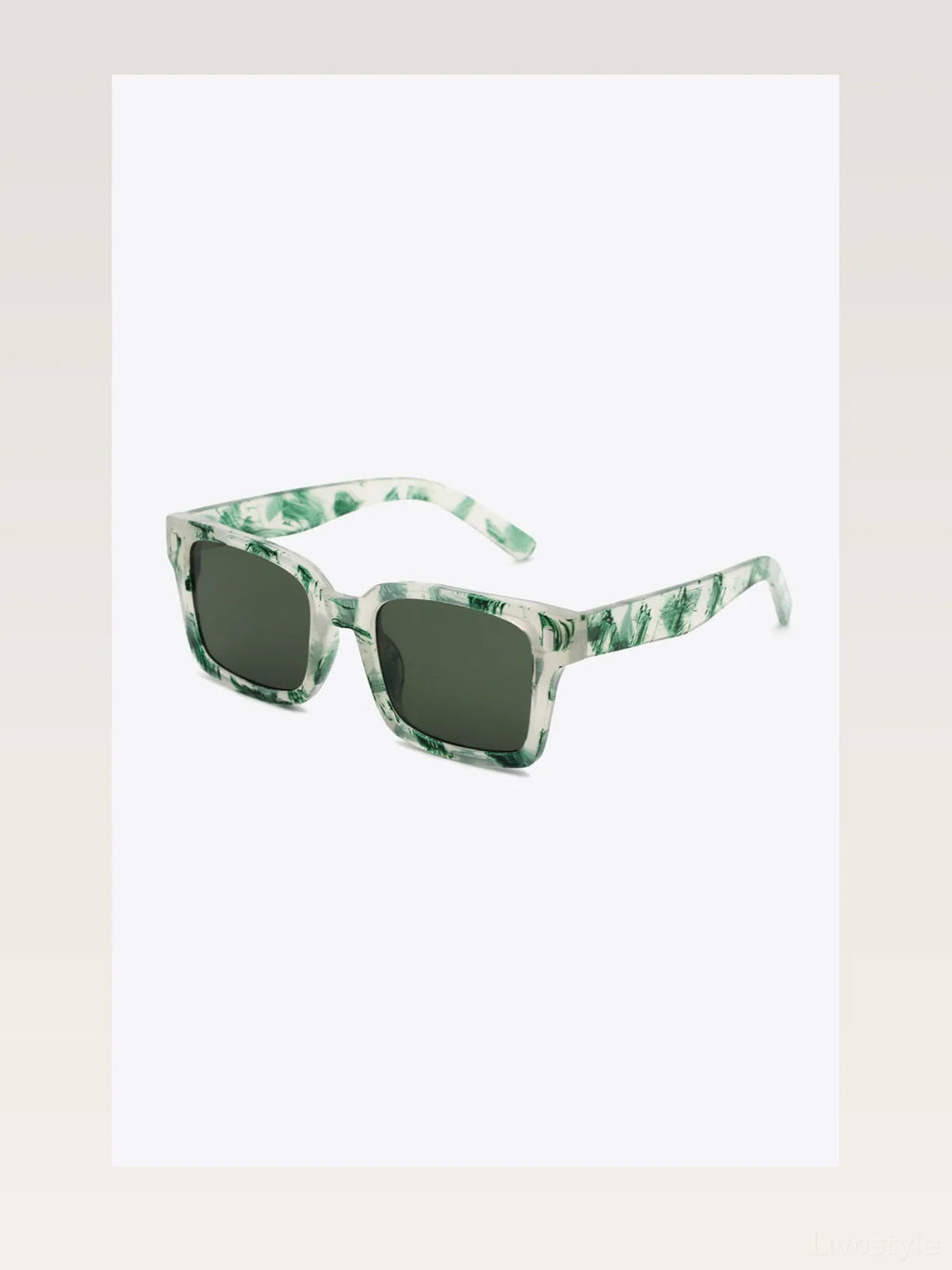 UV400 Polycarbonate Square Sunglasses with Abstract Pattern