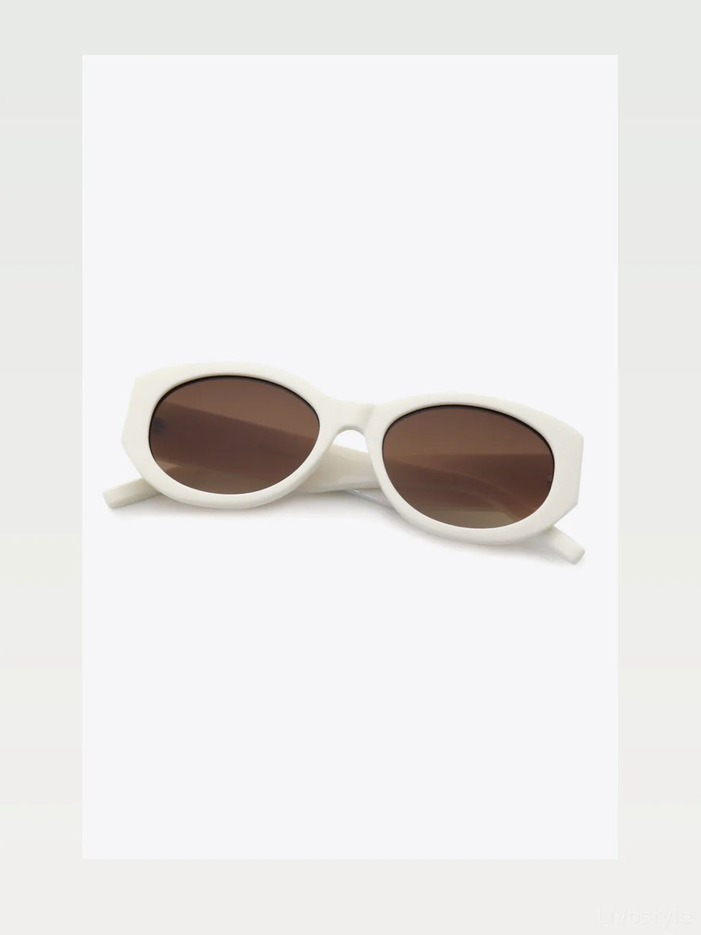 UV400 Polycarbonate Oval Sunglasses with Brown Lenses