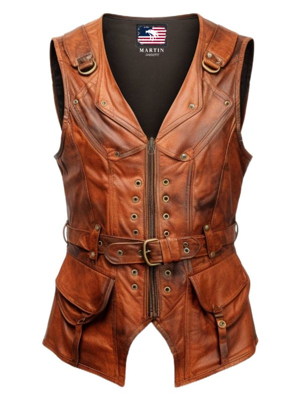 Vintage Brown Leather Vest