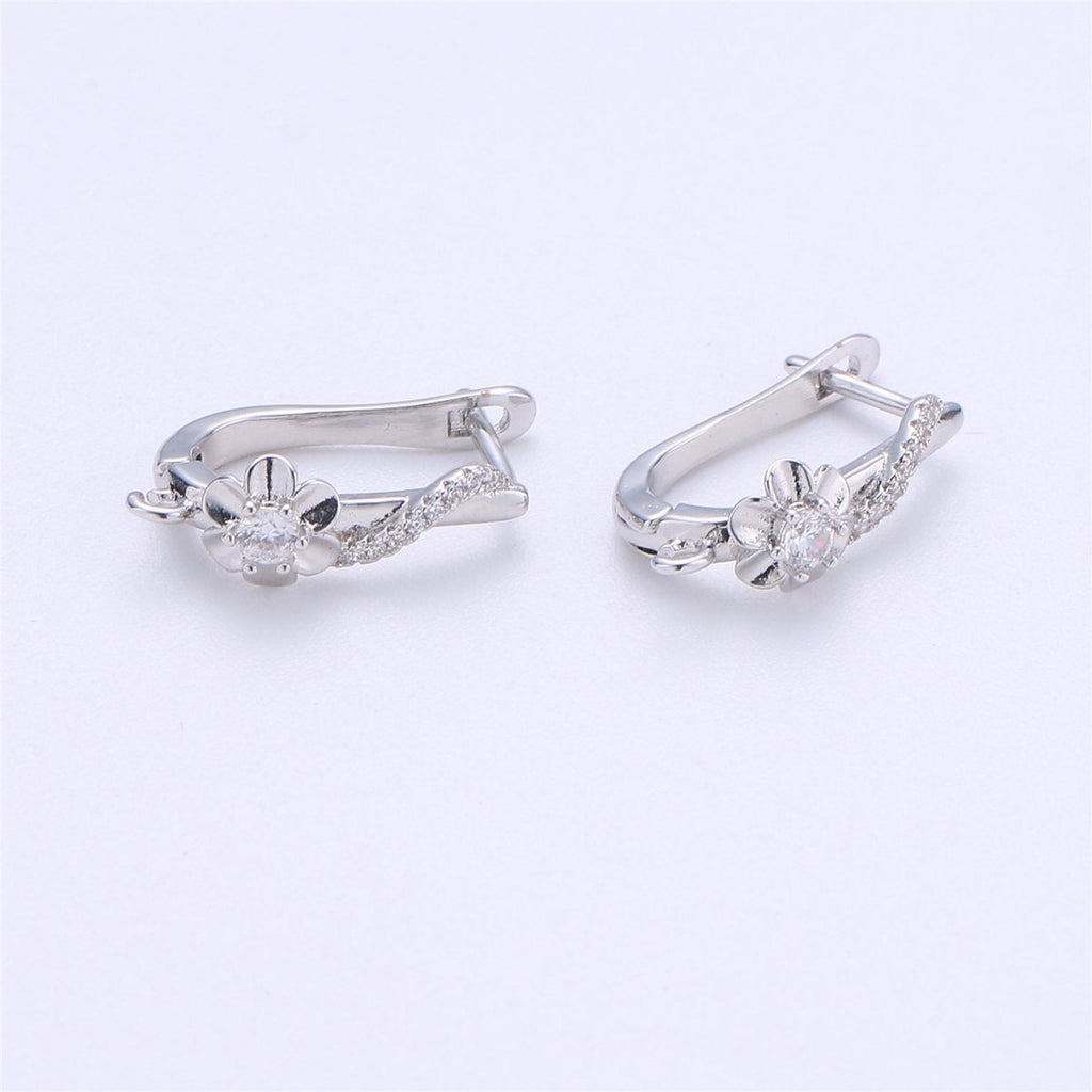 Wedding Jewelry Cubic One Touch Earring for jewelry Making Supply Rhodium- Plated lead free nickel free K-281