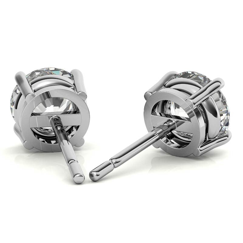 AGI Certified 6 CTW Lab Grown Diamond Stud Earrings in 14K White or Yellow Gold – G VS Round Cut