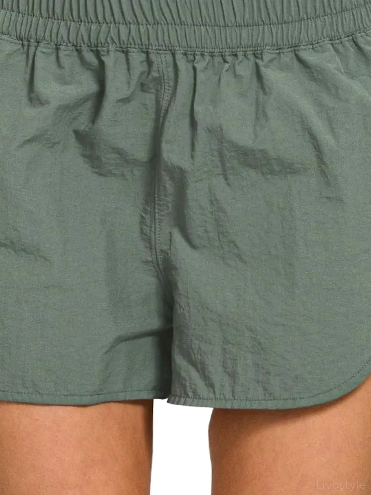 Nylon Windbreaker Running Shorts with Smocked Waist