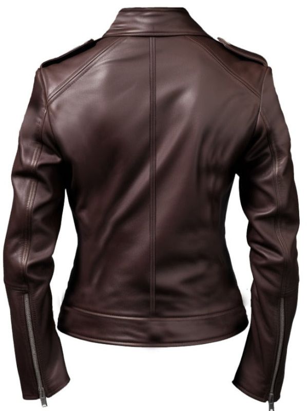 Women's Dark Brown Leather Biker Jacket