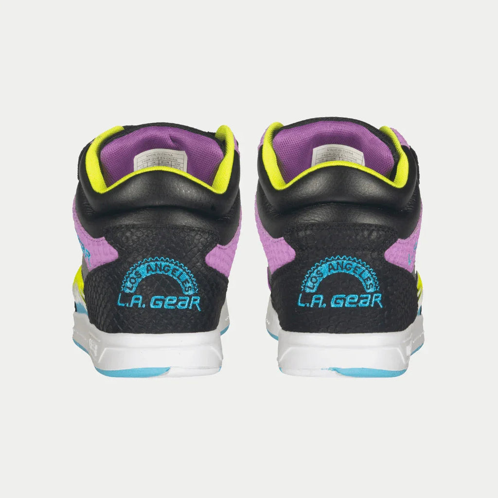 LA Gear Women's Flame Hightop | Black x Purple x Turquoise