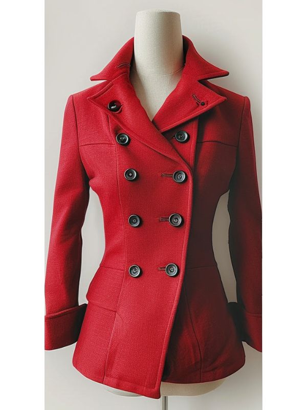 Women Stylish Red Fabric Coat