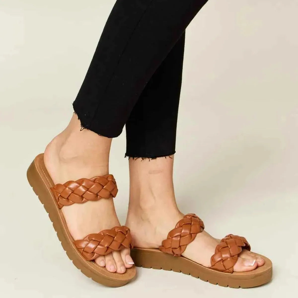 Woven Dual Band Platform Sandals